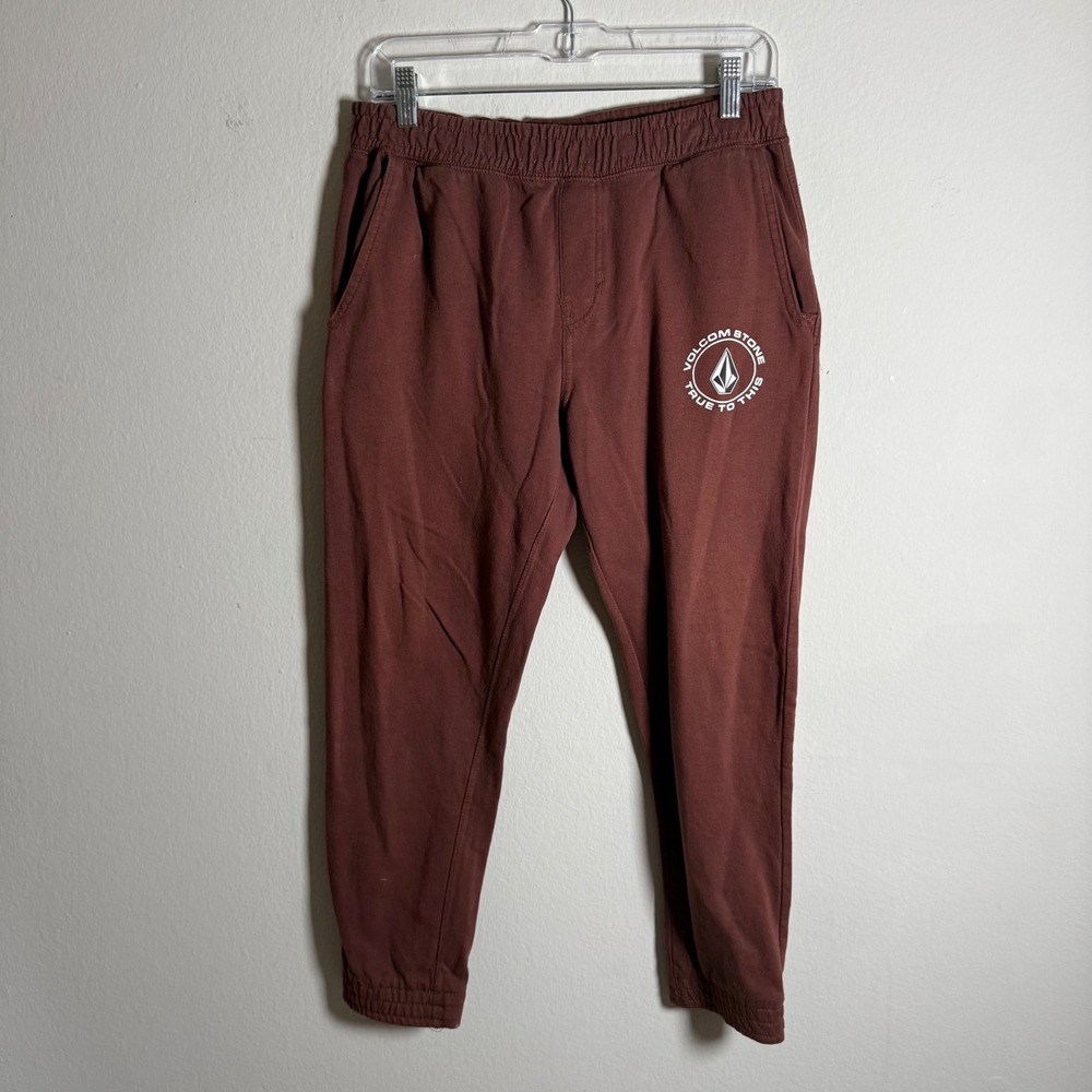 Volcom Stone True‎ To This Men Small Burgundy Maroon Jogger Sweatpants A1242202